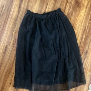 MaxMara Black Polka Mesh Midi Skirt